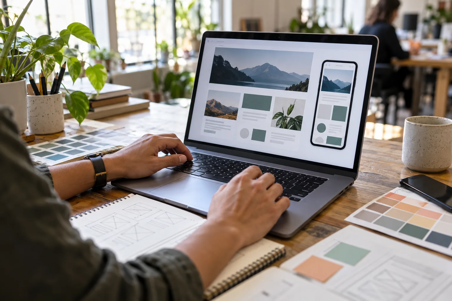 Designer reviewing reusable website components and content fields